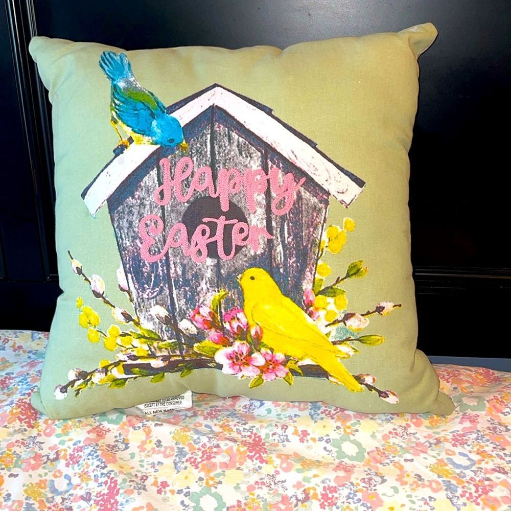 Happy Easter accents pillow 18 in x 18 in
